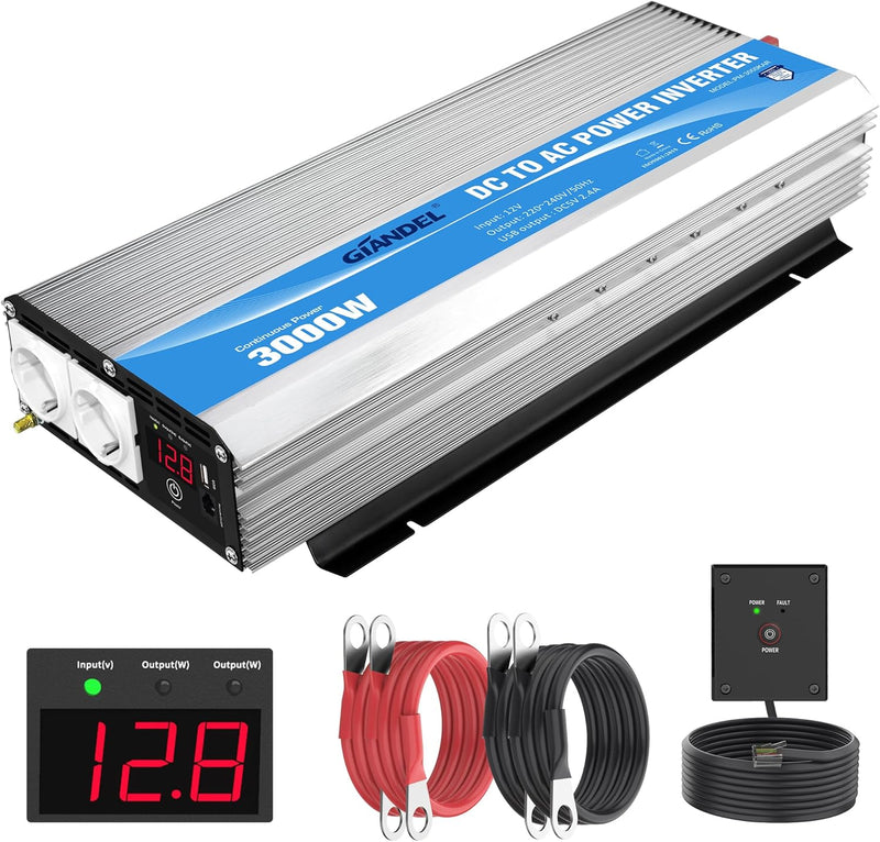 GIANDEL 3000W Modifizierter Sinus Wechselrichter 12v auf 230v Spannungswandler Power Inverter mit Fe