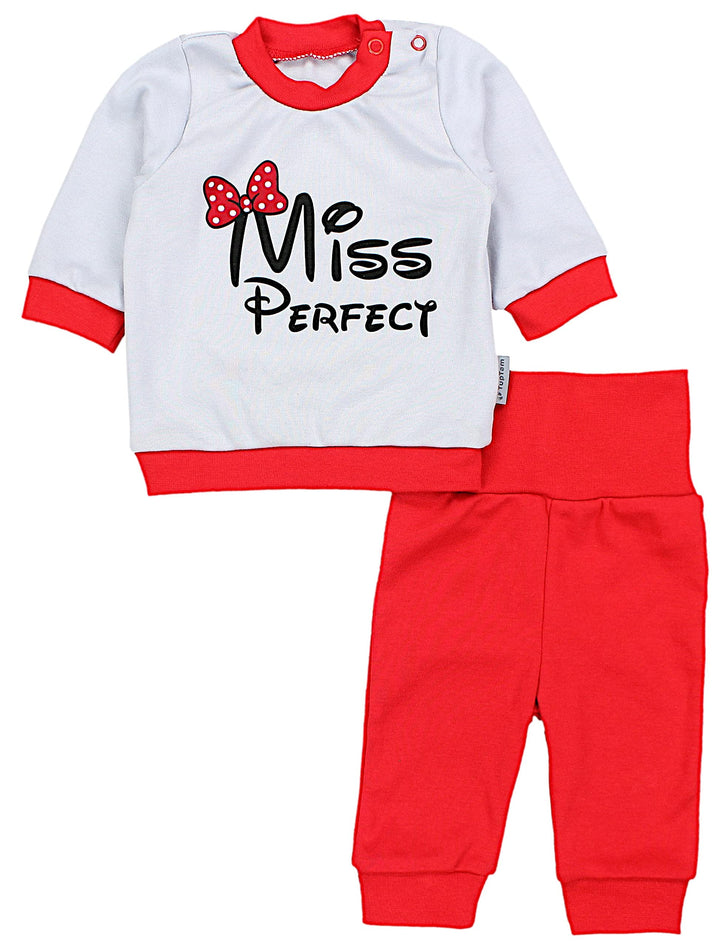 TupTam Baby Mädchen Outfit Langarmshirt mit Print Spruch Babyhose Babykleidung 2teilig 62 Miss Perfe