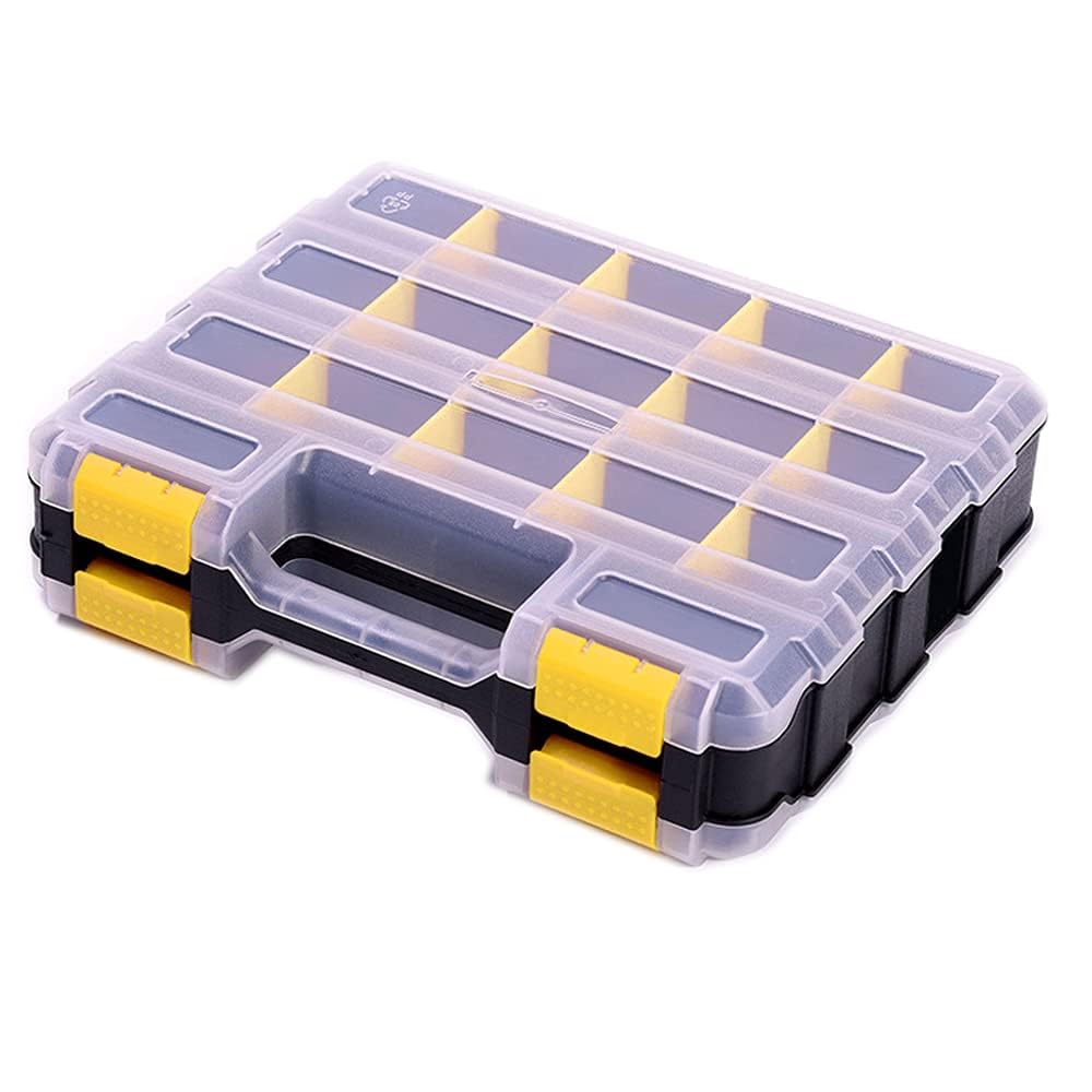 AIDY-PRO Schrauben Sortierbox 34 Fächer Kleinteile Organizer mit Fächern, Zweiseitig Schraubenbox Au