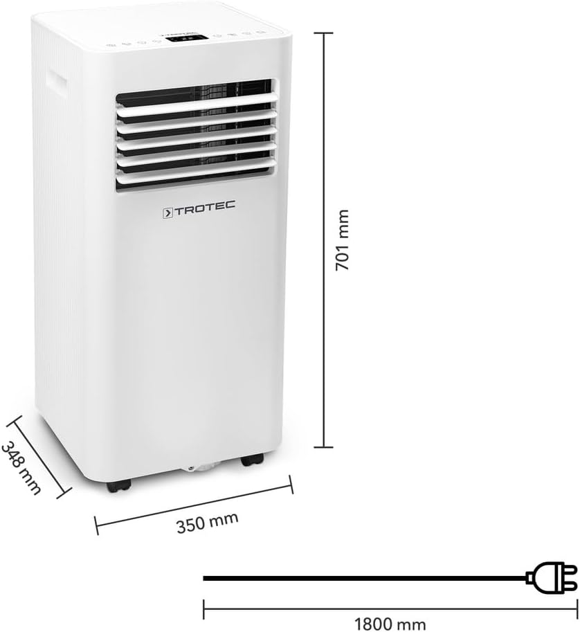 TROTEC Klimagerät PAC 2620 E WiFi – Mobiles 3-in-1 Klimagerät mit 2,6 kW Kühlleistung, Entfeuchter &