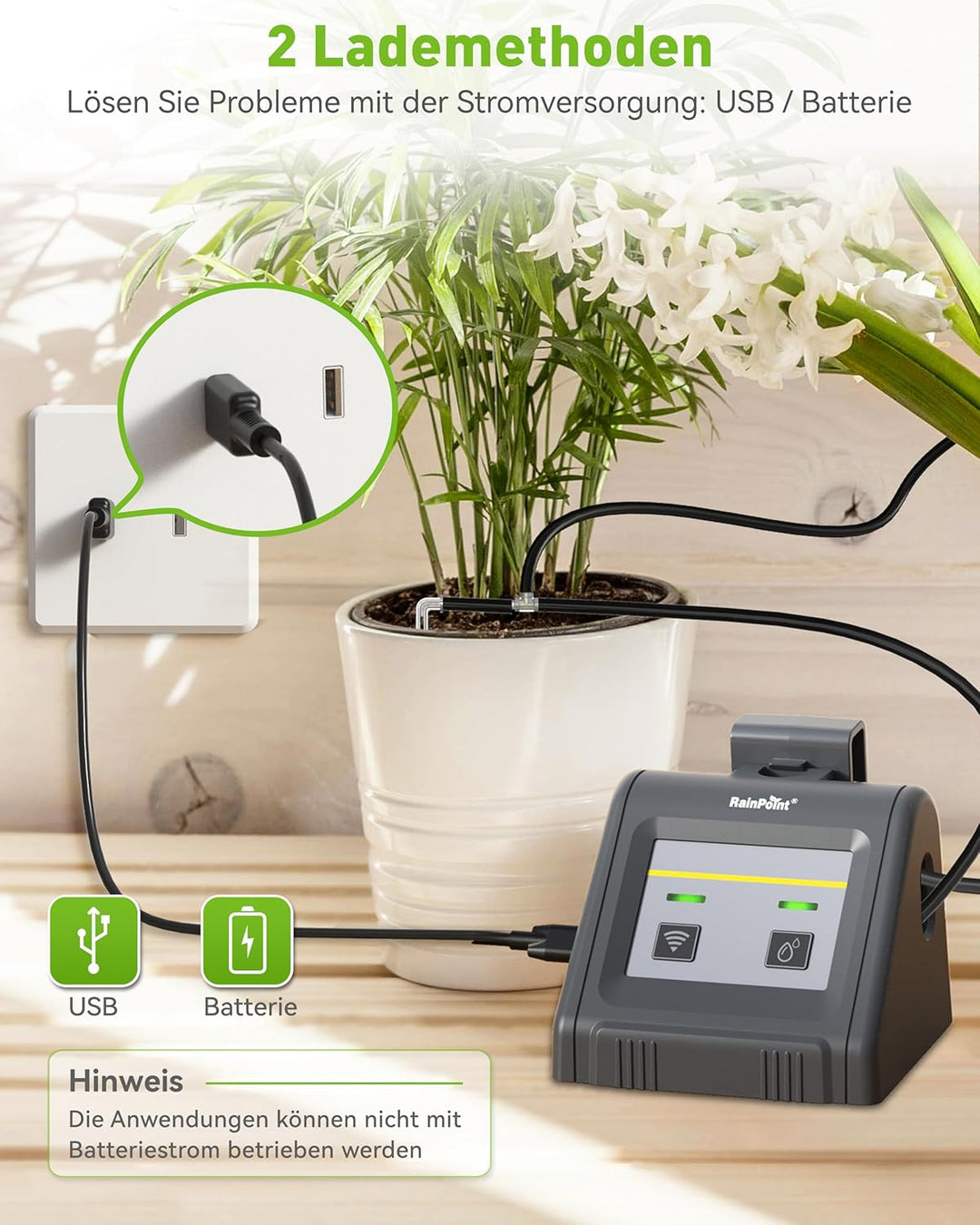 RAINPOINT WLAN Automatisches Bewässerungssystem, Tropfbewässerungsset Wasservolumen Einstellbar, Kan