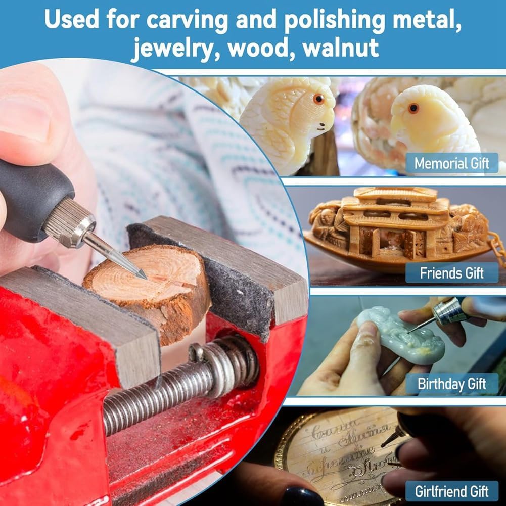 24 Stück 3/32 (2,3 mm) Holzschnitzbohrer mit Rundem Schaft Aus Wolframstahl für Rotationswerkzeuge,
