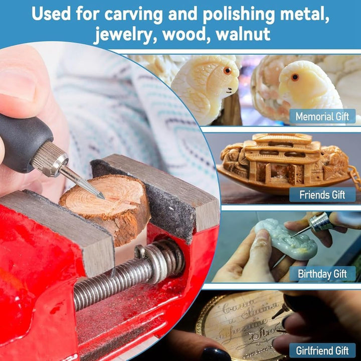24 Stück 3/32 (2,3 mm) Holzschnitzbohrer mit Rundem Schaft Aus Wolframstahl für Rotationswerkzeuge,