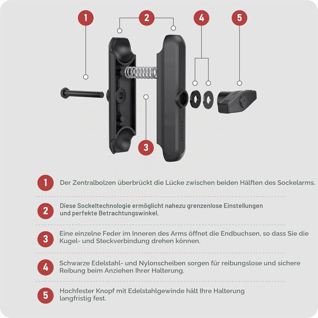 TUSITA Doppel-Arm für Steckerhalterung 1.5" - C Grösse Mittel