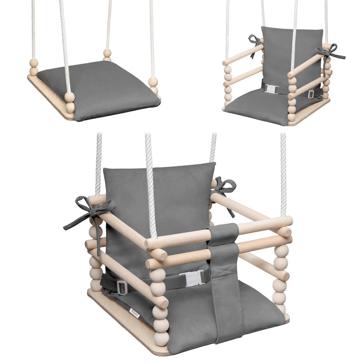 MAMOI® Babyschaukel Holz | Indoor Babyschaukel | Kinderschaukel Indoor | Babyschaukel 3 in 1 + SICHE