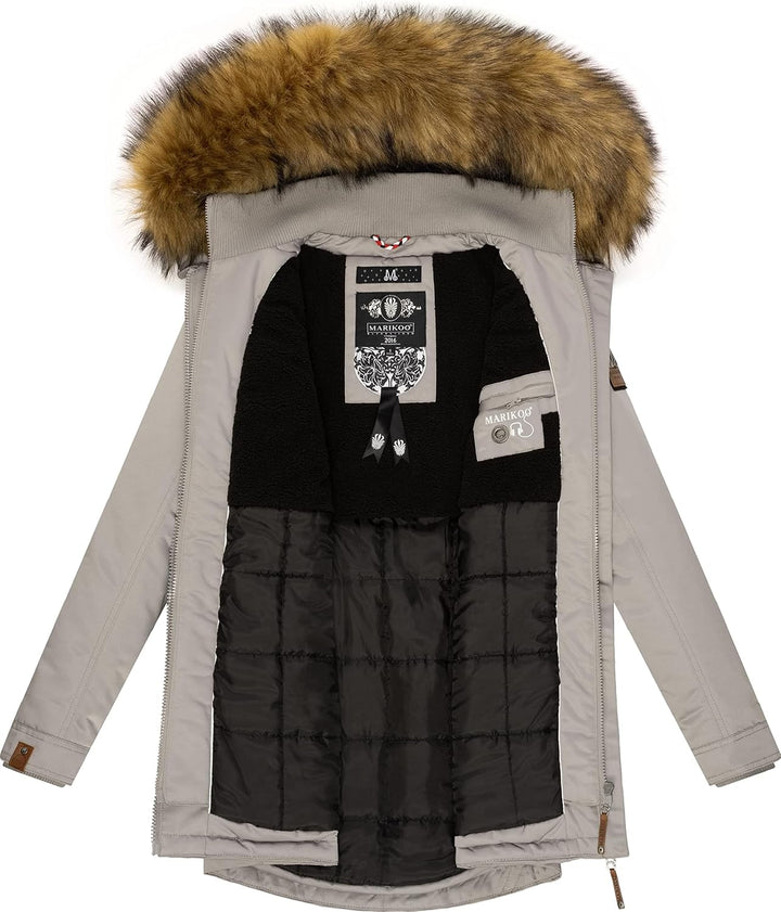 MARIKOO Damen Warmer Winterparka mit Kapuze Sanakoo XS-XXL XS Zinc Grey, XS Zinc Grey