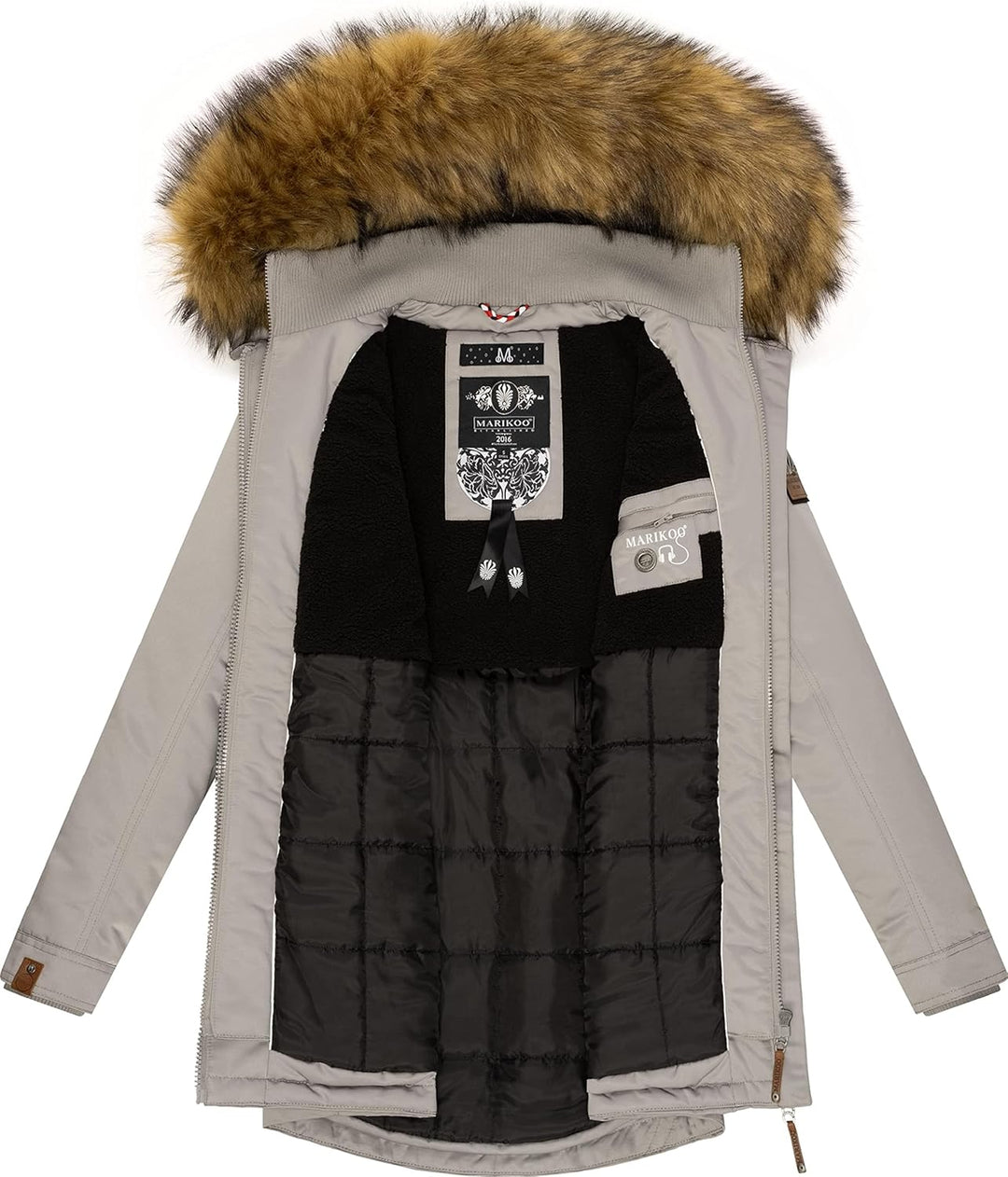 MARIKOO Damen Warmer Winterparka mit Kapuze Sanakoo XS-XXL XL Zinc Grey, XL Zinc Grey