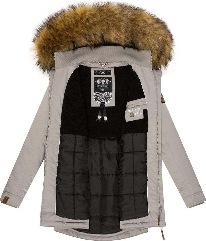 MARIKOO Damen Warmer Winterparka mit Kapuze Sanakoo XS-XXL XL Zinc Grey, XL Zinc Grey
