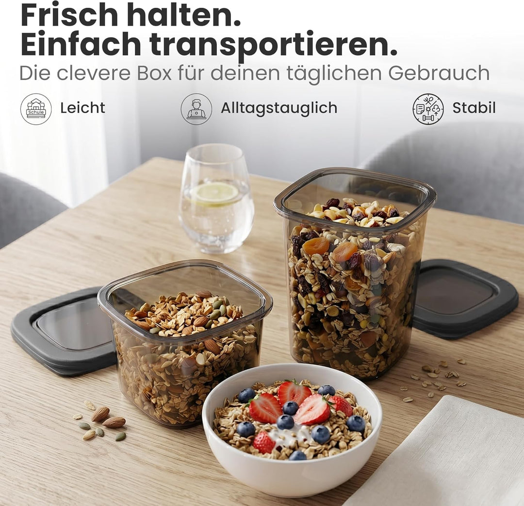 Lemontree Vorratsdosen mit Deckel Luftdicht – 3 Grössen (550/1200/ 1750 ml) – Stapelbare Aufbewahrun