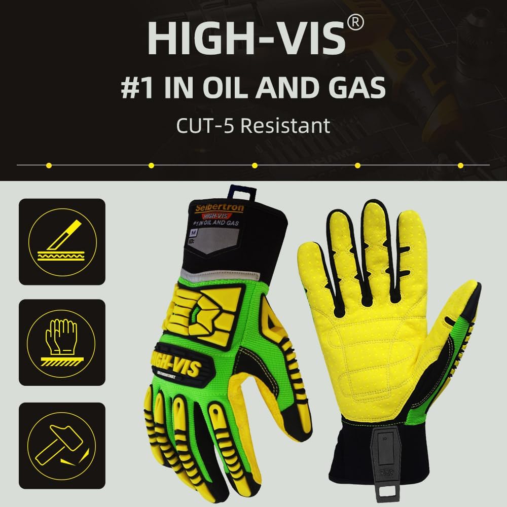 Seibertron HIGH-VIS SDXC5 Mechaniker Hochleistung Technische Hilfeleistung Schnittschutz 5 Handschuh