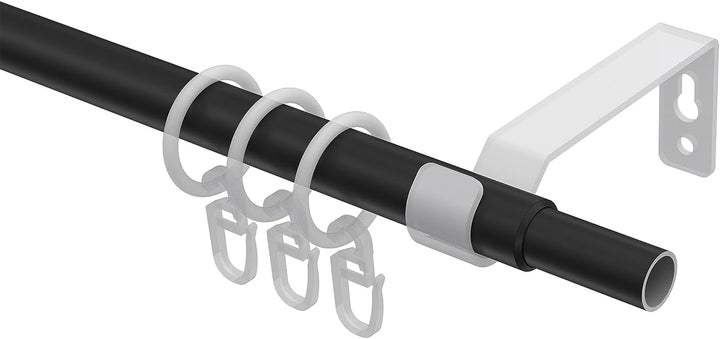 Interdeco Gardinenstangen ausziehbar (2 Sets) in Schwarz 13/16 mm Ø Favorit Cone, 70-120 cm