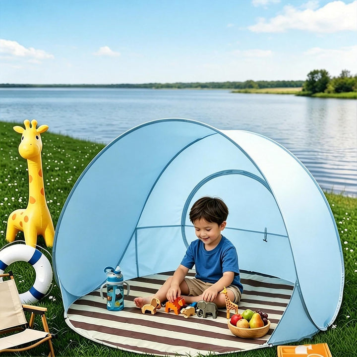 Strandmuschel, Tragbarer UV-Schutz Wasserdichter Sonnenschutz Windschutz Strandzelt Campingzelt Für