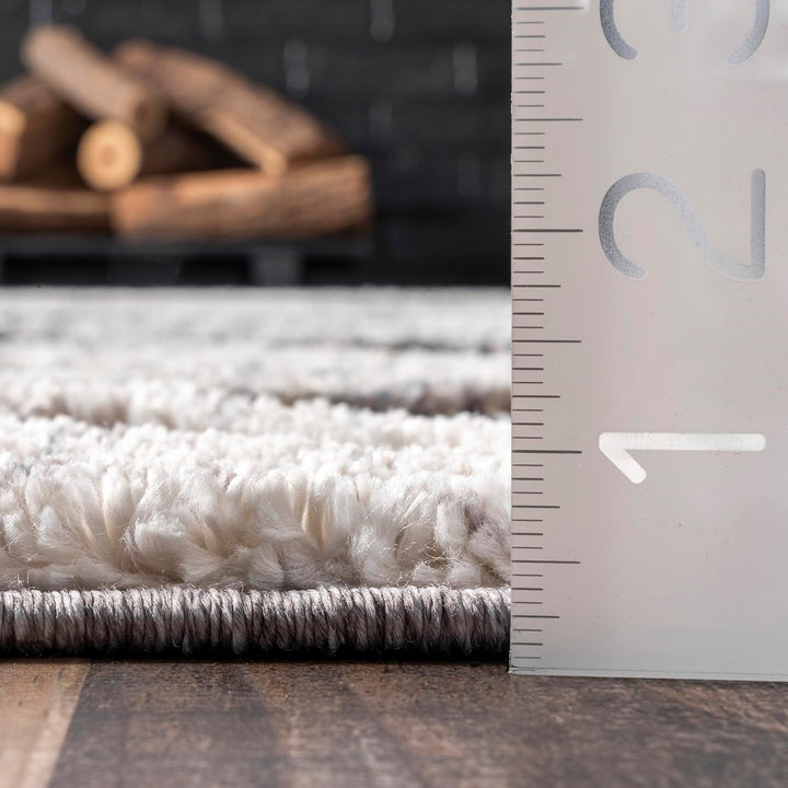 nuLOOM Ansley Teppich mit marokkanischen Gitterquasten, 7,6 x 12,7 cm, Grau 3' x 5' Ansley Grey, 3'