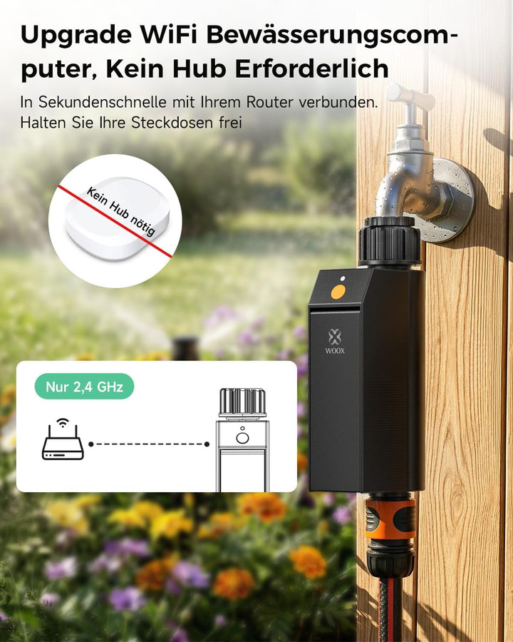 WOOX Smart WLAN Bewässerungscomputer, Kein Hub Erforderlich 2,4GHz Bewässerungsuhr, App/Sprachsteuer