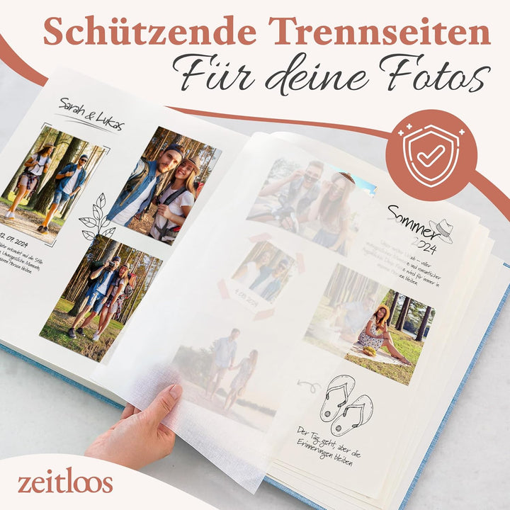 Das Fotoalbum für die Ewigkeit - 100 Seiten mit Platz für 500 Fotos. Fotoalbum leinen Fotoalbum blau