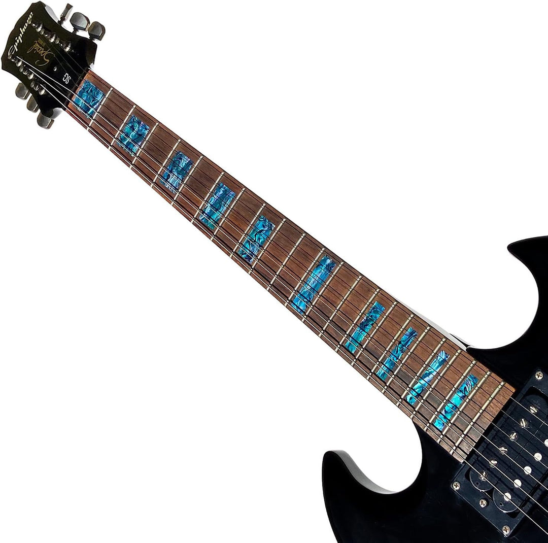 Inlaystickers Sticker Griffbrett Position Marker für Gitarren &amp; Bass - LP SG Blocks - Abalone Blau,