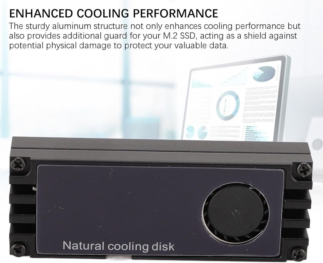VBESTLIFE NVMe M.2-Lüfter, NVMe M.2-Kühlkörper aus Aluminium mit Temperaturanzeige, SSD-Lüfter, Leis