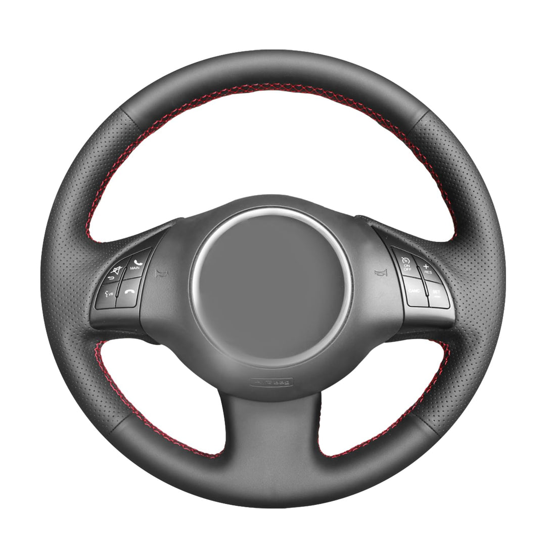 MEWANT Hand Nähen Schwarz Kunstleder Mikrofaser Leder Auto Lenkradhülle Lenkradbezug für F-iat 500 2