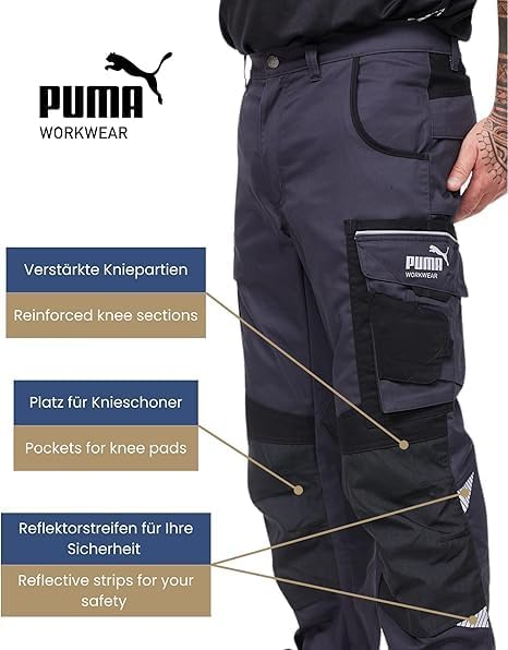 PUMA Workwear Precision X Arbeitshose für Herren - Premium Bundhose mit vielen Taschen und verstärkt