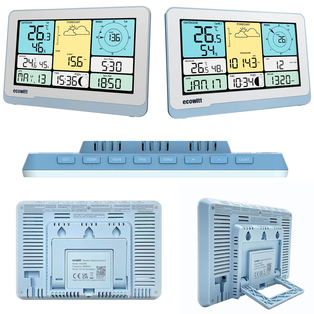 ECOWITT Konsole WS3820_C für Wetterstationen, 7,5 Zoll drahtloses Farb-LCD-Display für Zuhause, Eing