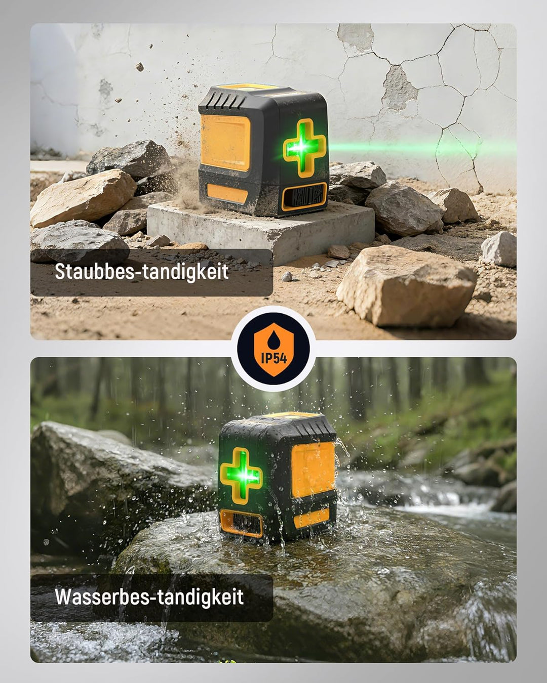 Kreuzlinienlaser Grün Selbstnivellierend, KAIWEETS T03 Laser-Wasserwaage (Arbeitsbereich: 30 m, Gena