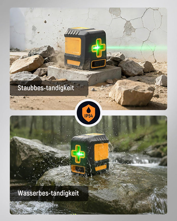Kreuzlinienlaser Grün Selbstnivellierend, KAIWEETS T03 Laser-Wasserwaage (Arbeitsbereich: 30 m, Gena