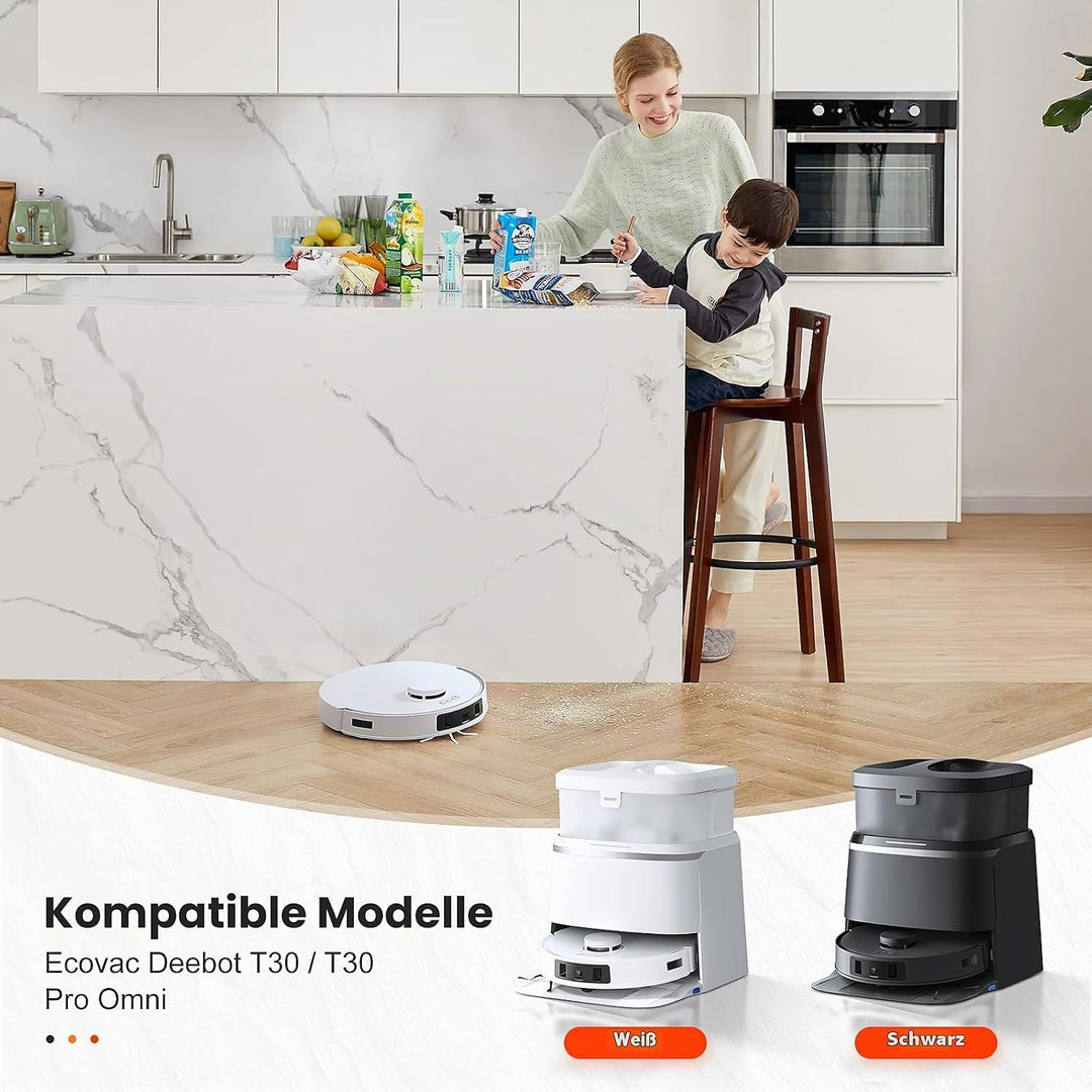 20 Stück Zubehör für Ecovac Deebot T30 / T30 Pro Omni Saugroboter, 1 Hauptbürste 6 Staubbeutel 4 Wis