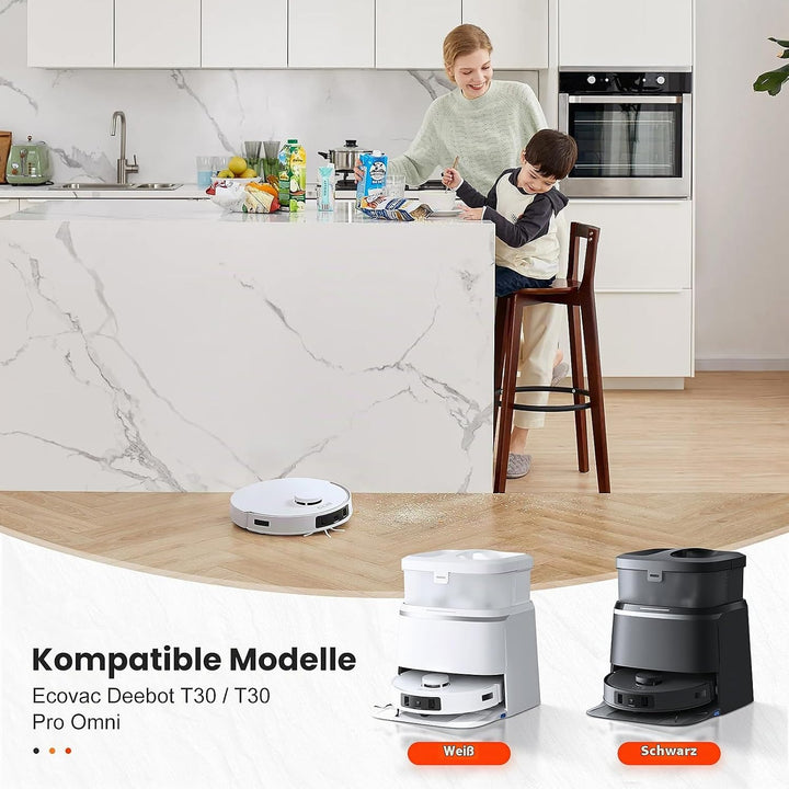 20 Stück Zubehör für Ecovac Deebot T30 / T30 Pro Omni Saugroboter, 1 Hauptbürste 6 Staubbeutel 4 Wis