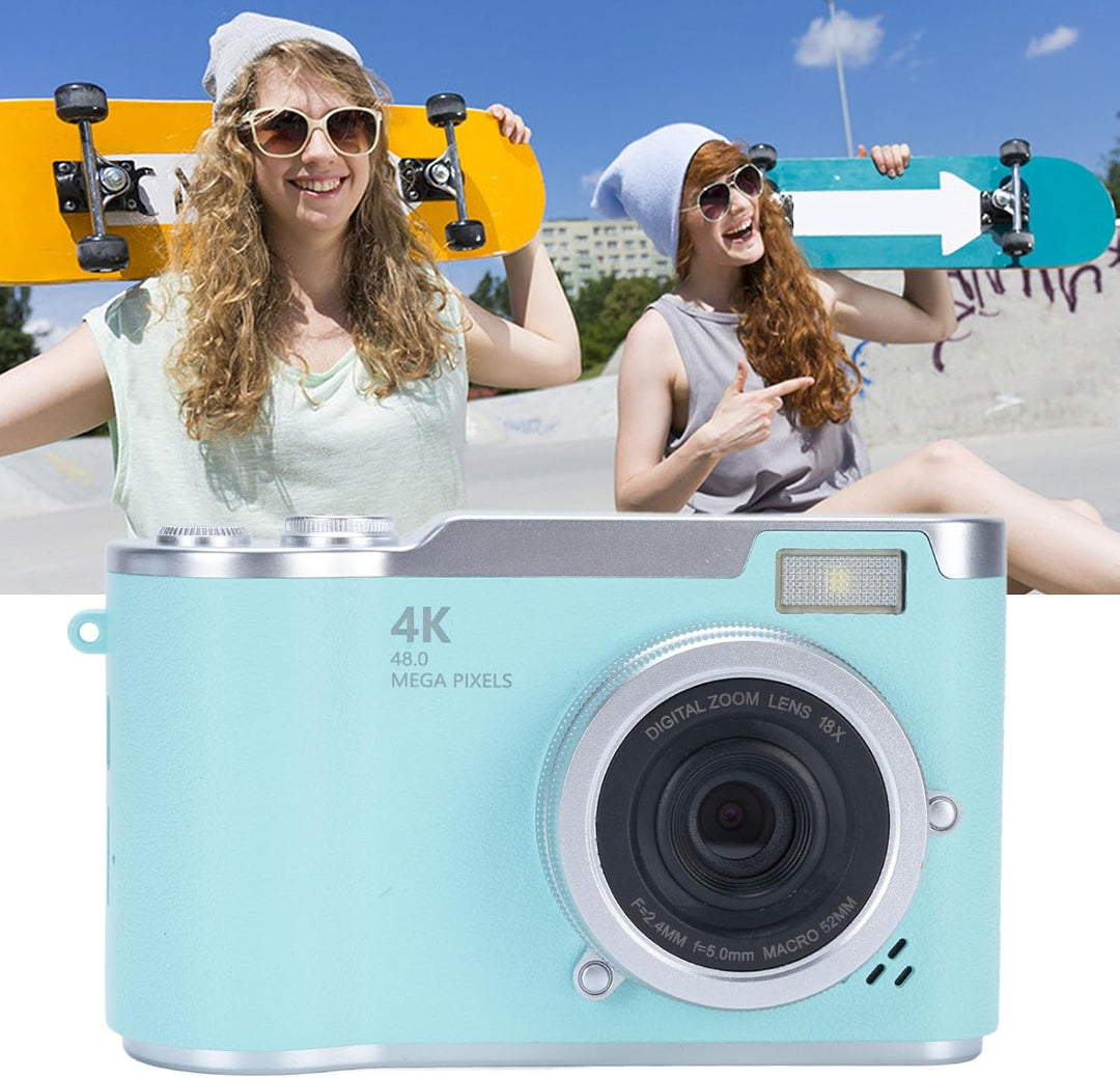 Zunate 48MP 1080P Digitalkamera, Autofokus Vlogging Kamera mit 2.4" Flip Screen und 18X Zoom, eingeb
