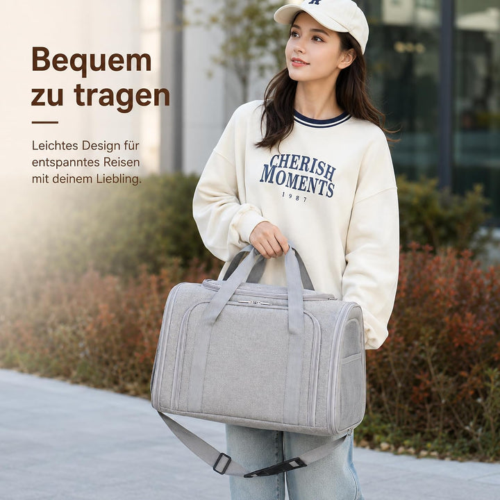 Katzentransportbox Erweiterbar, Faltbare Hundetasche für Kleine Hunde und Katzen, Atmungsaktive Haus