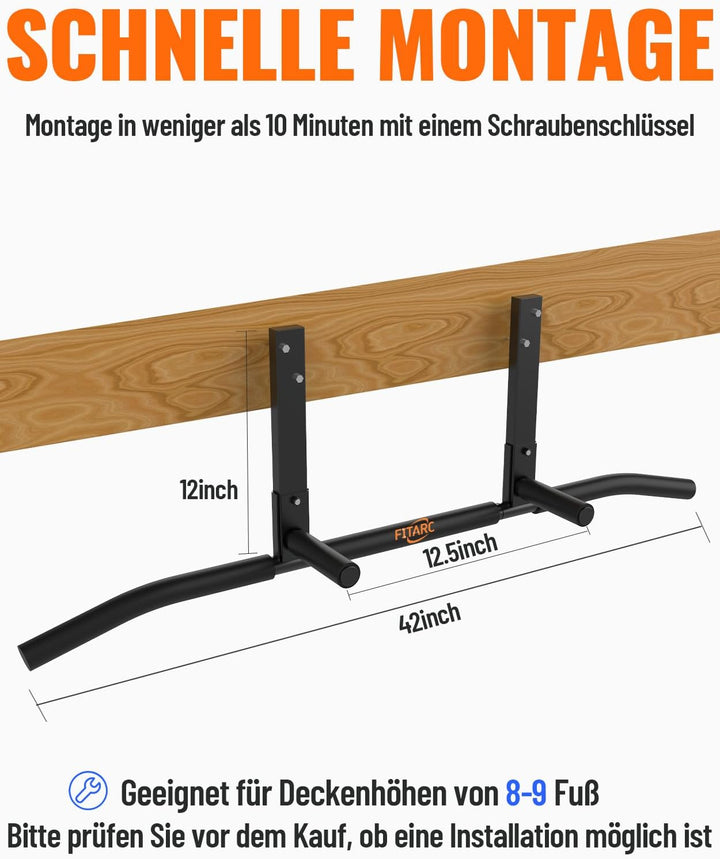 Fitarc Klimmzugstangen Klimmzugstange Joist Pull Up Bar Balkenhalterung, Heim-Fitnessstudio, Workout