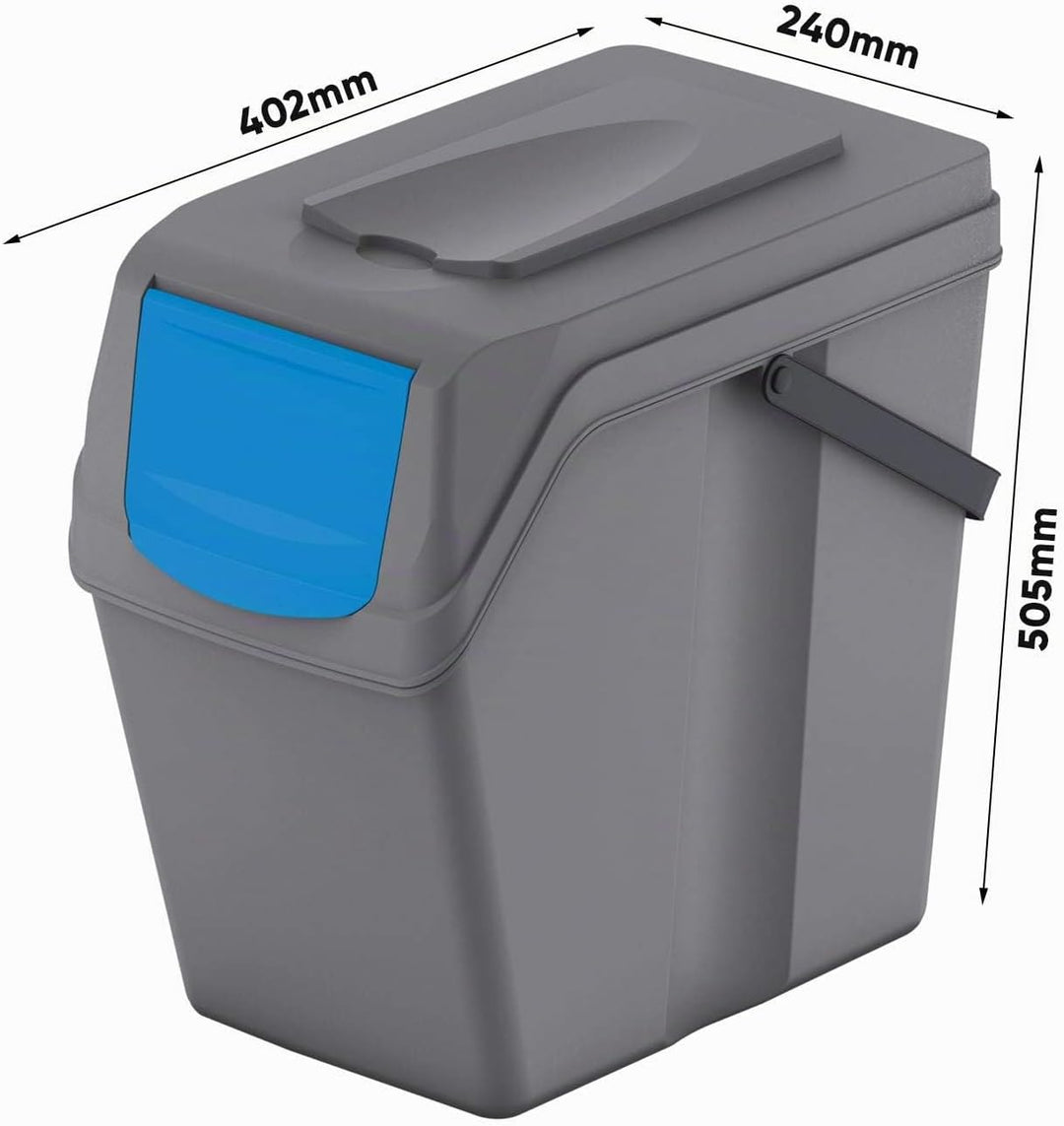 Set de 3 cubos de basura KEDEN SORTIBOX para reciclado, gris, volumen 3x25L