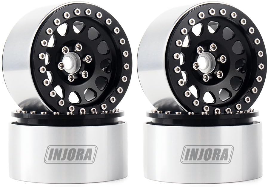INJORA 4 Stücke 2,2 Beadlock Felgen Metall Räder Felge Set für 1:10 RC Rock Crawler Axial SCX10 RR10