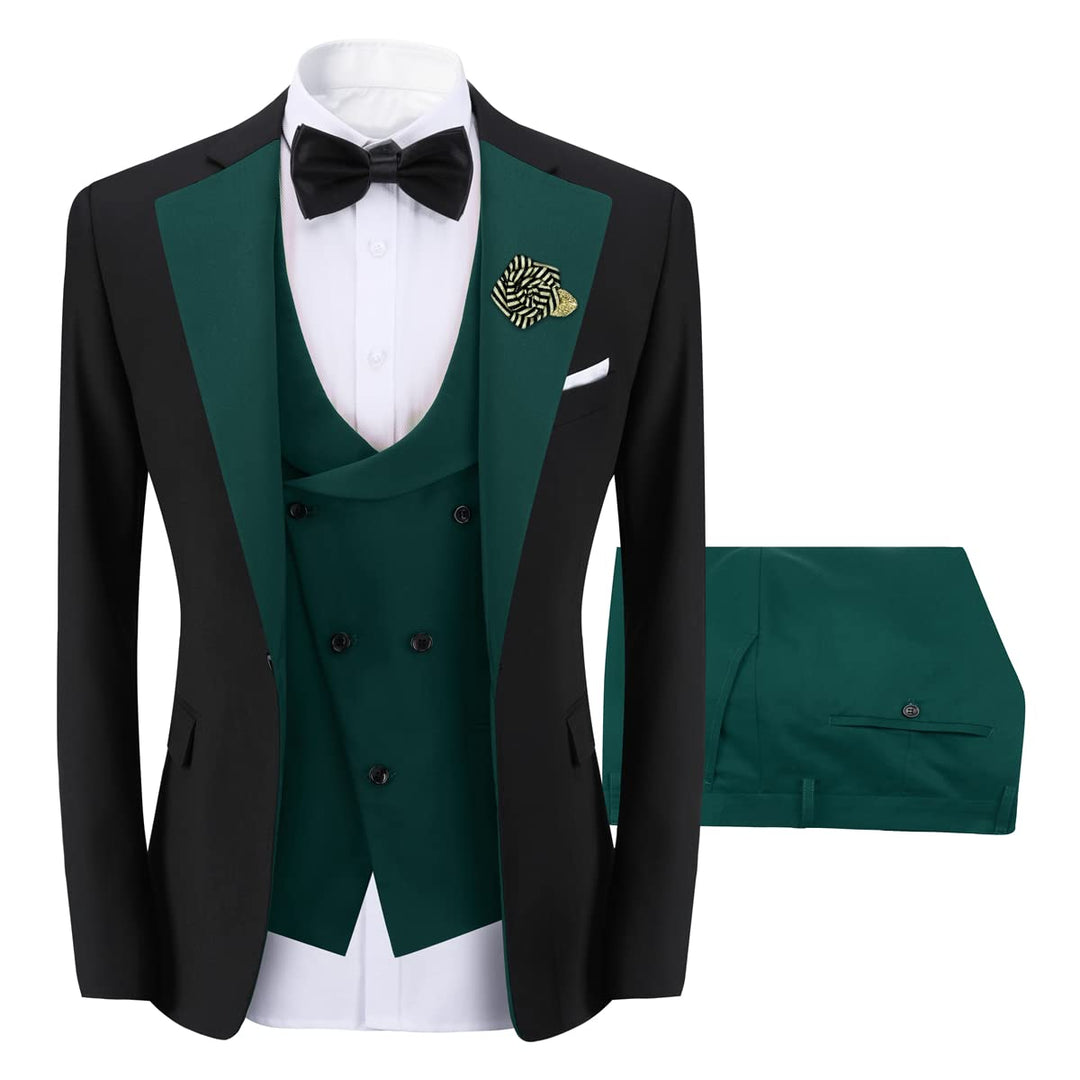 Sliktaa Anzug 3 Teilig Herren Business Smoking Anzüge Slim Fit Herrenanzug Formell Sakko Weste Hose