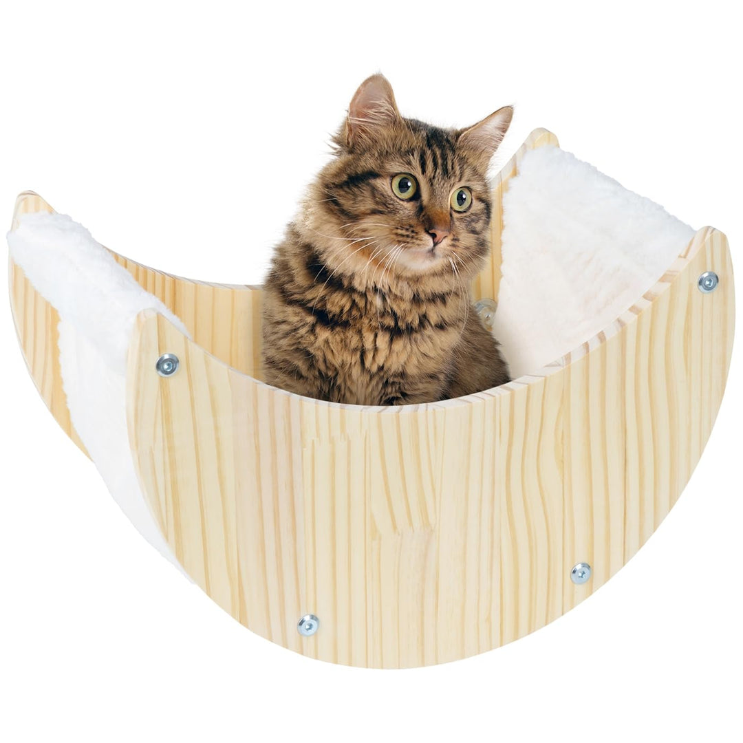 VOSS.PET Kuschelliege „Indra“ für Katzen aus Holz und Plüschstoff, zur Wandmontage