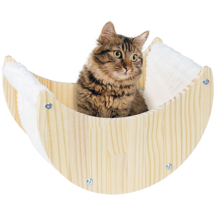 VOSS.PET Kuschelliege „Indra“ für Katzen aus Holz und Plüschstoff, zur Wandmontage