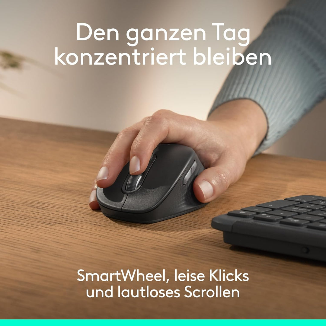 Logitech Signature Comfort M840 L Wireless Mouse ist eine Bluetooth-Maus mit geräuscharmen Klicks, S