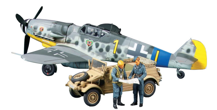 TAMIYA 25204 1:48 Dt. BF109 G-6 &amp; Kübelwagen 82 - Modellbausatz,Plastikbausatz, Bausatz zum Zusammen