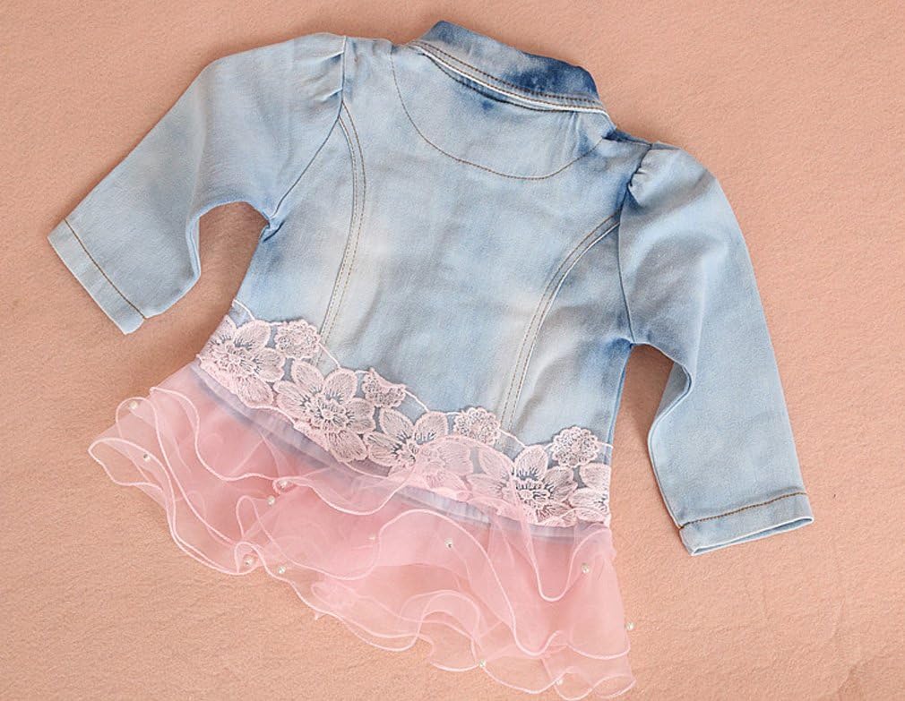 Yao Baby kleidung,Baby Mädchen Kleidungsset 3tlg Button-Stil Jeansjacke gestickte langarm T-Shirt un