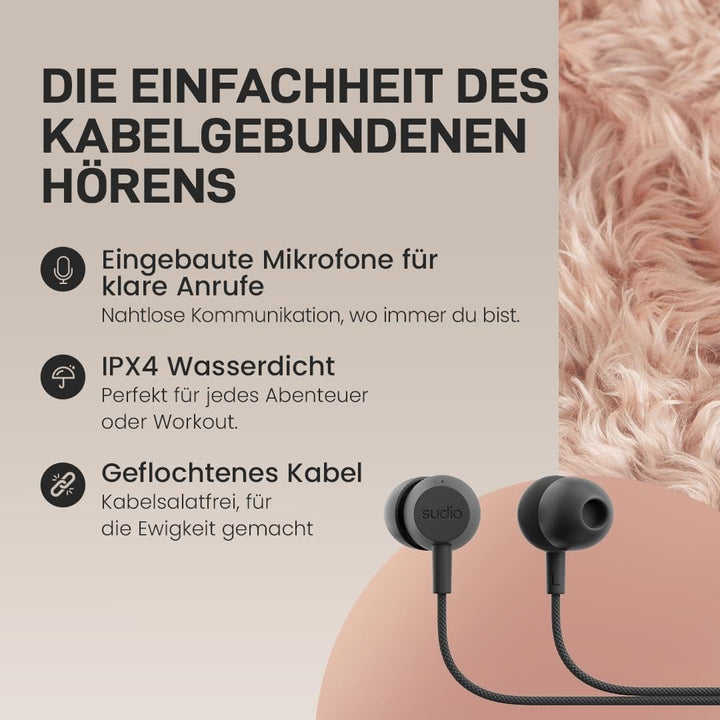 sudio V3 Essential Wired Kopfhörer mit Kabel | In Ear Kopfhörer mit USB-C Anschluss | Geflochtenes,