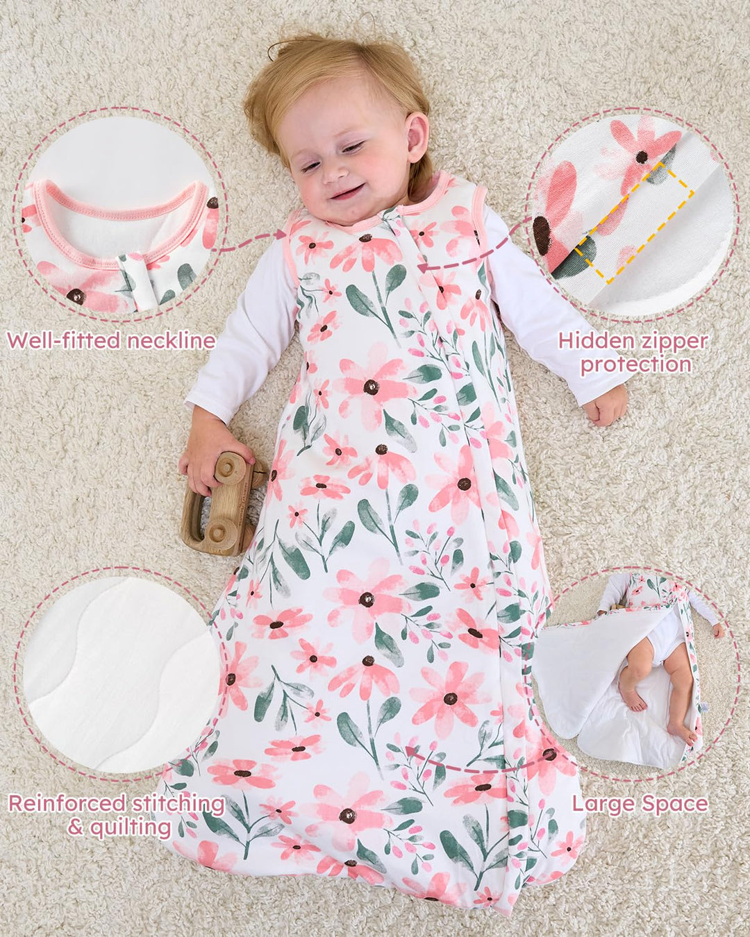 Yoofoss Schlafsack Baby Winter 2.5 Tog - 84cm/12-18 Warm Winterschlafsack Baumwolle Babyschlafsack W