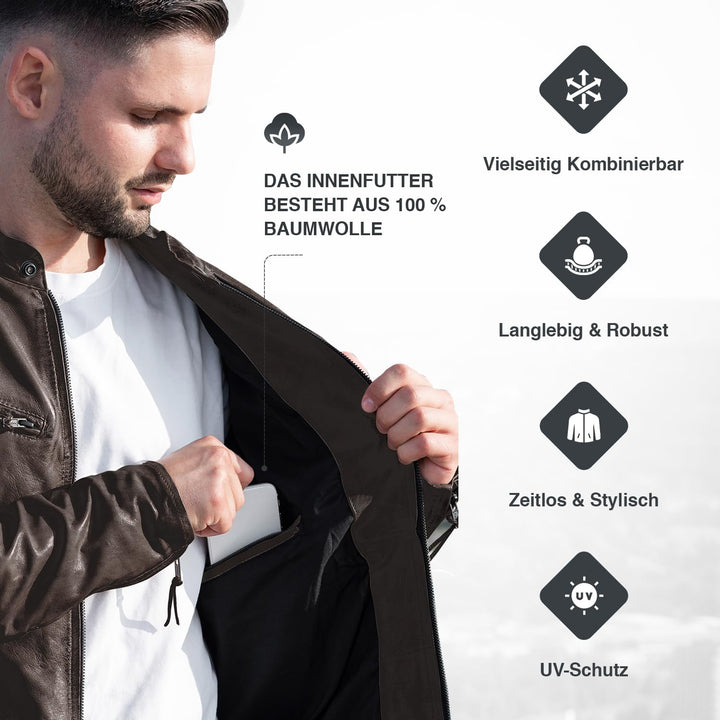 PAULGOS Herren Lederjacke Echtes Leder Jacke Echtleder Übergangsjacke Fashion in 5 Farben Gr. S-7XL