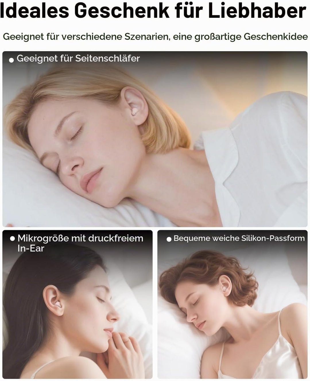 MONODEAL Schlafkopfhörer, Sleep Earbuds schlafkopfhörer Bluetooth 5.3 Kopfhörer Schlafen Mit Flüssig