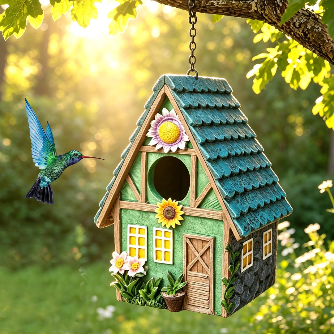 Vogelhaus Für Draussen, Bunte Vogelnistkästen Aus Kunstharz, 21.4x13x15.5 cm Vogelhaus Wetterfest, H