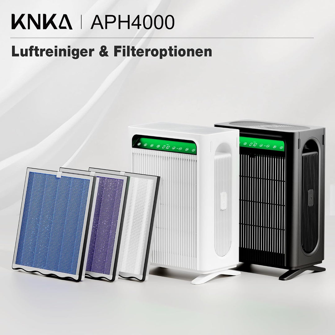 KNKA Ersatzfilter für APH4000 Luftreiniger, 2er-Pack (Blau) - HEPA-Leistung (Schlafmodus) & Aktivkoh