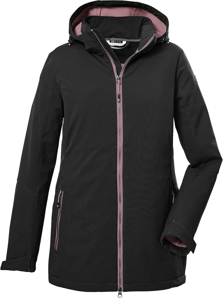 Killtec Damen Kow 8 Wmn Sftshll Jckt Softshelljacke/Outdoorjacke mit abzippbarer Kapuze 40 Schwarz,