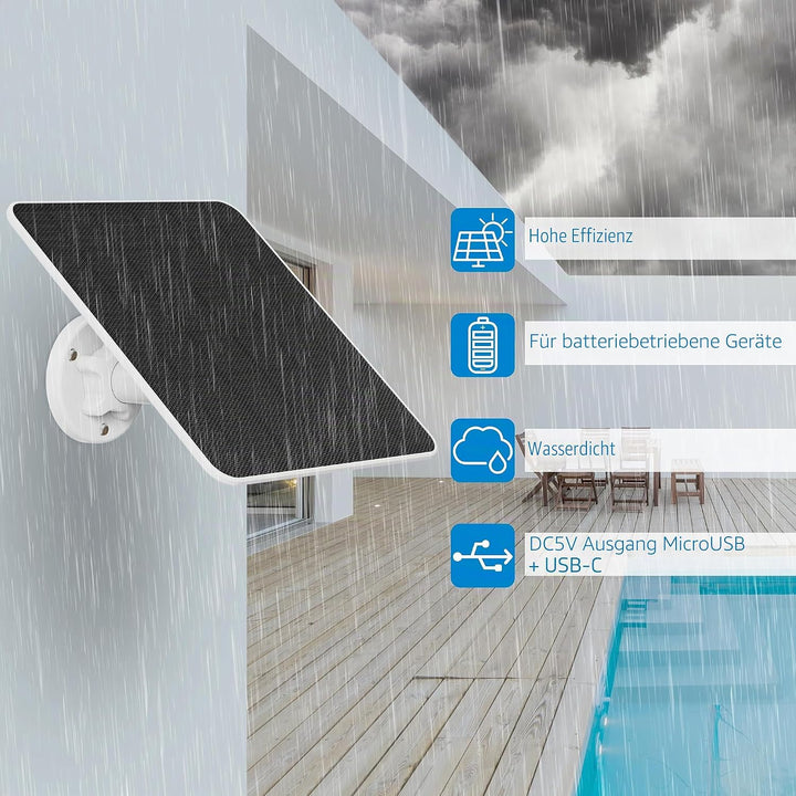 NIVIAN Solarpanel für IP-Sicherheits- und Überwachungskameras mit Akku, kompatibel mit Ezviz C3A und