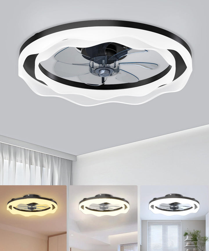 JAYNLT Deckenventilator mit Beleuchtung, Ø50CM Schwarzer Dimmbarer LED Deckenleuchte mit Ventilator