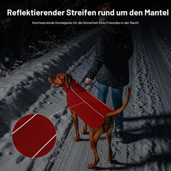 Warme Hundemäntel, wasserdichte Reflektierende Hundejacke, Winddichter Wintermantel mit Hohem Kragen