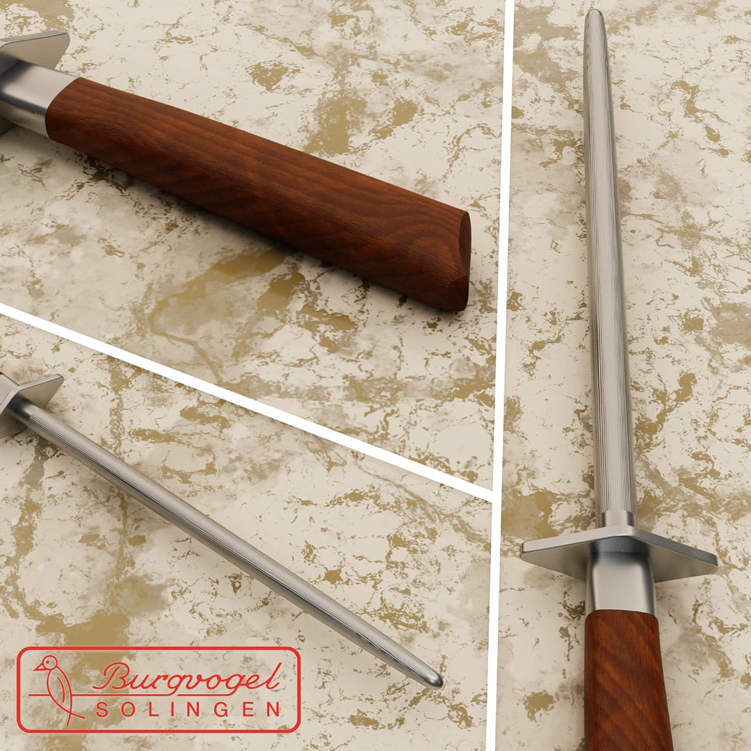 Burgvogel Solingen Natura Line, Wetzstahl rund, 26 cm, rostfrei, Messerschärfer, Made in Germany Bra